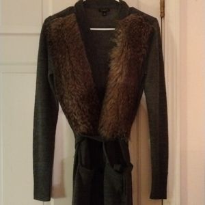 Ann Taylor Robe-Overcoat, Size:S, Dark Gray